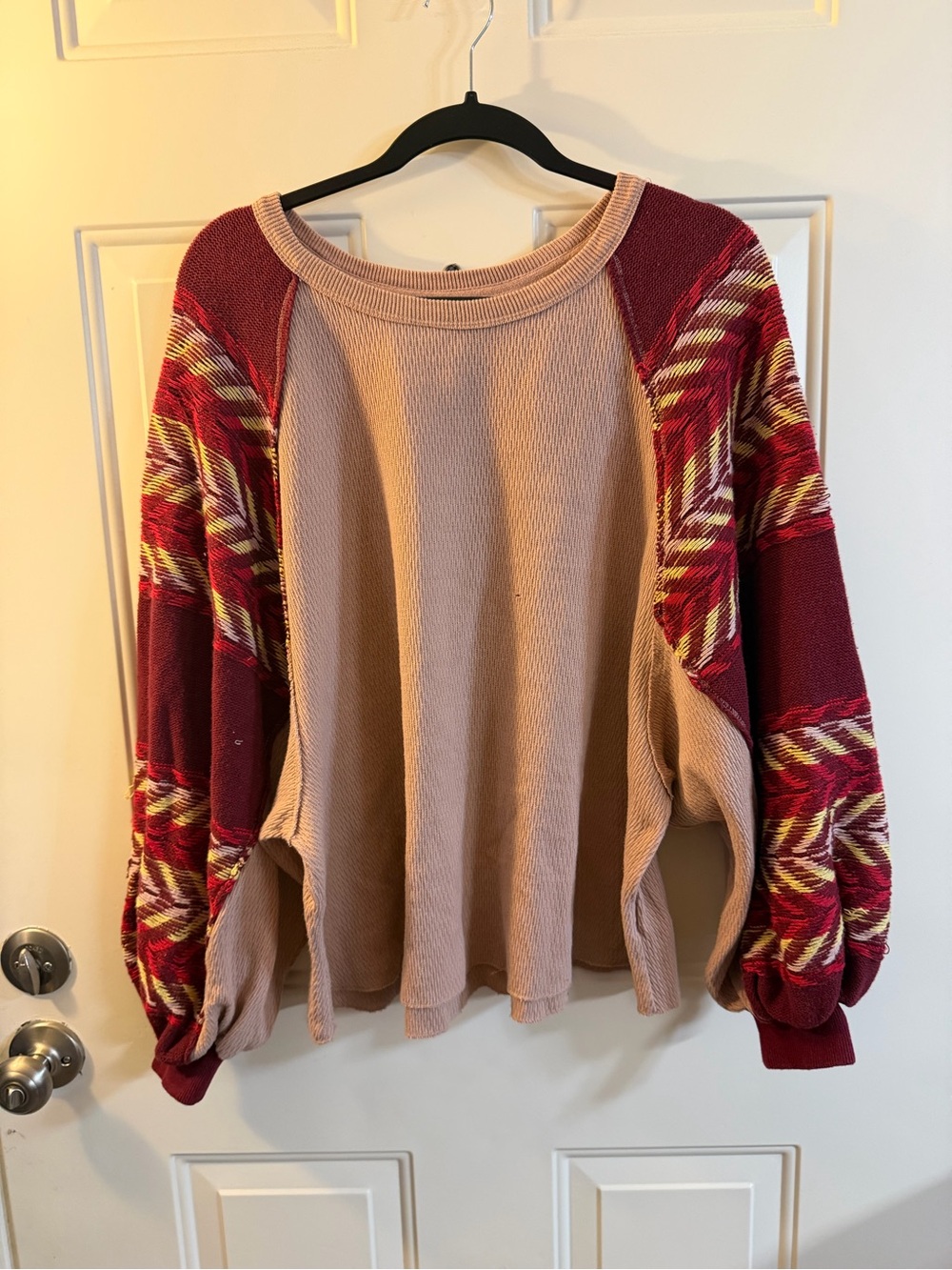 Free People We The Free Thermal Boho Balloon Sleeve Top M
